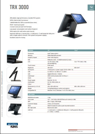 AURES TRX 3000 POS Terminal – 15" Touchscreen