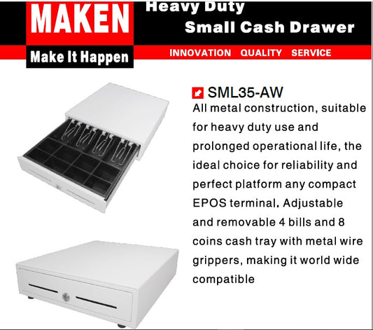 SML35- Heavy Duty Electrical White Cash Drawer