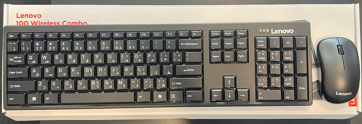 Lenovo 100 Wireless Combo Keyboard and Mouse - Black